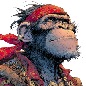 Chimpanzee Pirate Vinyl Car Decal Sticker – Waterproof & UV-Resistant 3.4133333333333336"