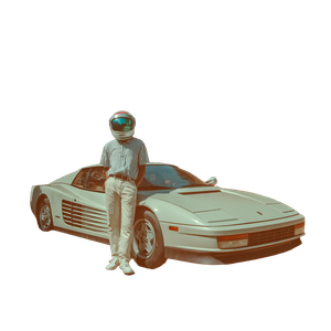 Retro Futuristic Racer Vinyl Car Decal Sticker – Waterproof & UV-Resistant 3.4133333333333336"