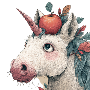 Cute Unicorn Apple Vinyl Car Decal Sticker – Waterproof & UV-Resistant 3.4133333333333336"