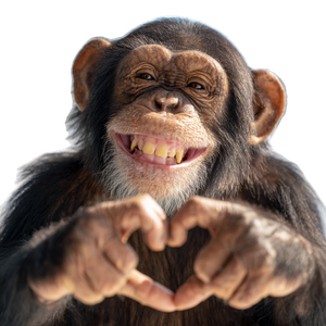 Smiling Chimp Heart Vinyl Car Decal Sticker – Waterproof & UV-Resistant 6.826666666666667"