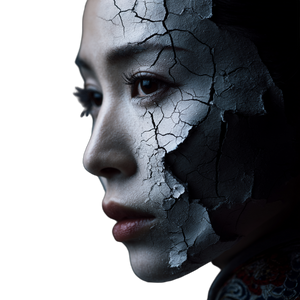 Cracked Cyberpunk Portrait Vinyl Car Decal Sticker – Waterproof & UV-Resistant 3.4133333333333336"