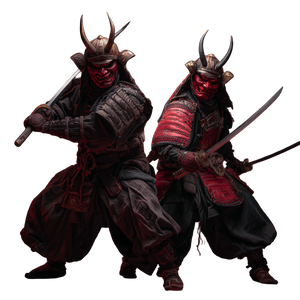 Samurai With Oni Masks Vinyl Car Decal Sticker – Waterproof & UV-Resistant 3.4133333333333336"