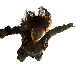 Action Heroine Hanging Vinyl Car Decal Sticker – Waterproof & UV-Resistant 3.4133333333333336"