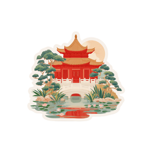 Chinese Pavilion Sticker Vinyl Car Decal Sticker – Waterproof & UV-Resistant 6.826666666666667"