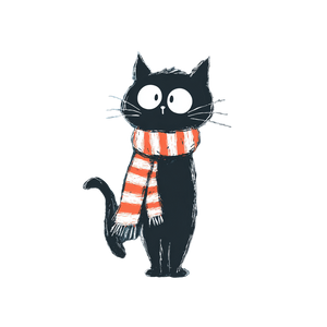 Cute Cat Scarf Vinyl Car Decal Sticker – Waterproof & UV-Resistant 3.4133333333333336"