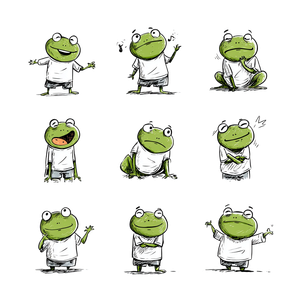 Cartoon Frog Stamps Vinyl Car Decal Sticker – Waterproof & UV-Resistant 3.4133333333333336"