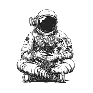Astronaut With Roses V3 Vinyl Car Decal Sticker – Waterproof & UV-Resistant 3.4133333333333336"