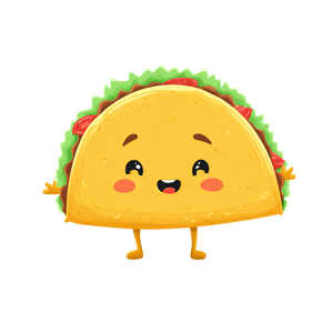 Smiling Taco Character Vinyl Car Decal Sticker – Waterproof & UV-Resistant 3.4133333333333336"