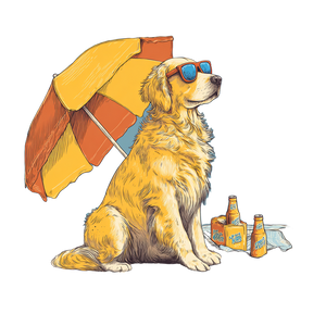 Golden Retriever Beach V5 Vinyl Car Decal Sticker – Waterproof & UV-Resistant 3.4133333333333336"