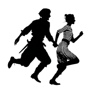 Medieval Couple Running Vinyl Car Decal Sticker – Waterproof & UV-Resistant 6.826666666666667"