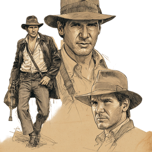 Indiana Jones Sketch V3 Vinyl Car Decal Sticker – Waterproof & UV-Resistant 3.4133333333333336"