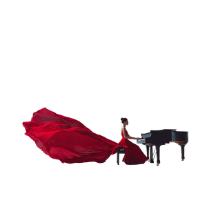 Pianist In Red Vinyl Car Decal Sticker – Waterproof & UV-Resistant 6.826666666666667"