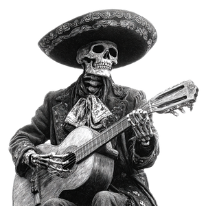 Skeleton Mariachi Vinyl Car Decal Sticker – Waterproof & UV-Resistant 3.4133333333333336"