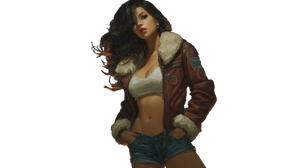 Fur-Trimmed Bomber Jacket Vinyl Car Decal Sticker – Waterproof & UV-Resistant 5.4