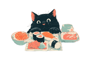 Cute Cat Sushi Vinyl Car Decal Sticker – Waterproof & UV-Resistant 2.986666666666667"