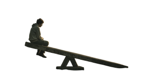 Weightless Seesaw Man Vinyl Car Decal Sticker – Waterproof & UV-Resistant 5.4