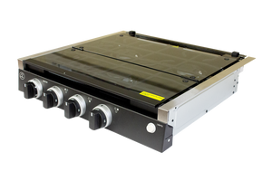 LaSalle Bristol Black Stove Cooktop | 3 Burner, Piezo Ignition, Glass Cover, Blue Back Light Knobs LaSalle Bristol Black Stove Cooktop | 3 Burner, Piezo Ignition, Glass Cover, Blue Back Light Knobs