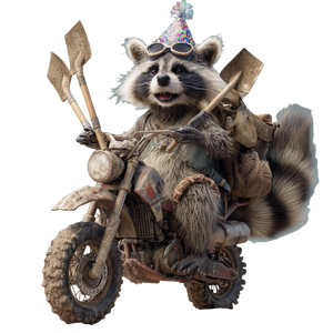 Racoon Biker Vinyl Car Decal Sticker – Waterproof & UV-Resistant 3.4133333333333336"