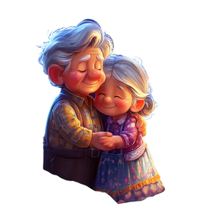 Elderly Couple Embracing V3 Vinyl Car Decal Sticker – Waterproof & UV-Resistant 3.4133333333333336"