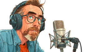 Male Podcaster Talking Vinyl Car Decal Sticker – Waterproof & UV-Resistant 2.72"