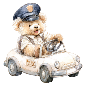Baby Police Bear Vinyl Car Decal Sticker – Waterproof & UV-Resistant 3.4133333333333336"