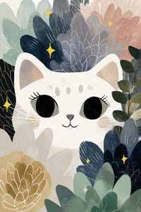 Whimsical Cat Illustration V6 Vinyl Car Decal Sticker – Waterproof & UV-Resistant 8.96"