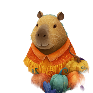 Capybara In Orange Dress Vinyl Car Decal Sticker – Waterproof & UV-Resistant 3.4133333333333336"