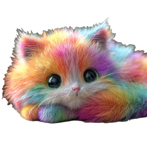 Rainbow Fluffy Cat V2 Vinyl Car Decal Sticker – Waterproof & UV-Resistant 6.826666666666667"
