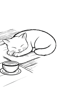 Sleeping Cat Coloring Vinyl Car Decal Sticker – Waterproof & UV-Resistant 8.96"