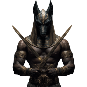 Anubis With Swords Vinyl Car Decal Sticker – Waterproof & UV-Resistant 3.4133333333333336"