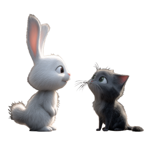Bunny And Cat Vinyl Car Decal Sticker – Waterproof & UV-Resistant 3.4133333333333336"