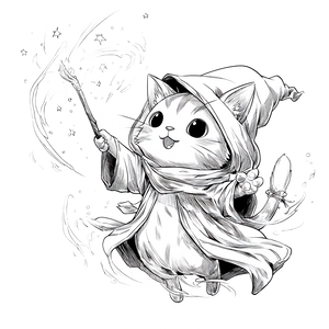 Chibi Cat Wizard Vinyl Car Decal Sticker – Waterproof & UV-Resistant 3.4133333333333336"