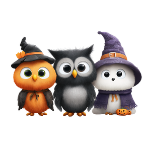 Cartoon Halloween Owls Vinyl Car Decal Sticker – Waterproof & UV-Resistant 6.826666666666667"