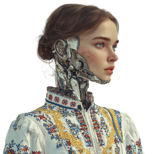 Ukrainian Robot Girl Vinyl Car Decal Sticker – Waterproof & UV-Resistant 3.4133333333333336"