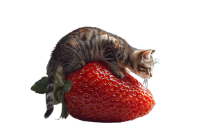 Cat On Strawberry Vinyl Car Decal Sticker – Waterproof & UV-Resistant 2.986666666666667"