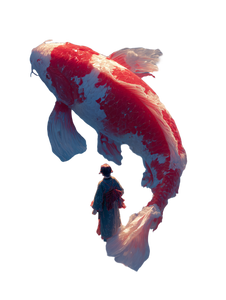 Mystical Koi Fantasy Vinyl Car Decal Sticker – Waterproof & UV-Resistant 4.1066666666666665"