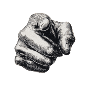 Pointing Hand Linocut Vinyl Car Decal Sticker – Waterproof & UV-Resistant 6.826666666666667"