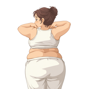 Overweight Woman Pinching Vinyl Car Decal Sticker – Waterproof & UV-Resistant 3.4133333333333336"