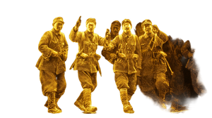 Golden Celebratory Soldiers Vinyl Car Decal Sticker – Waterproof & UV-Resistant 2.72"