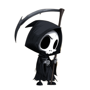 Chibi Grim Reaper V4 Vinyl Car Decal Sticker – Waterproof & UV-Resistant 3.4133333333333336"