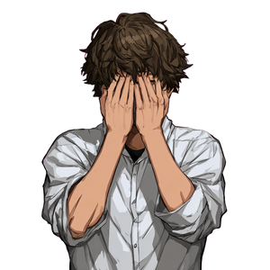 Flustered Anime Man Vinyl Car Decal Sticker – Waterproof & UV-Resistant 3.4133333333333336"