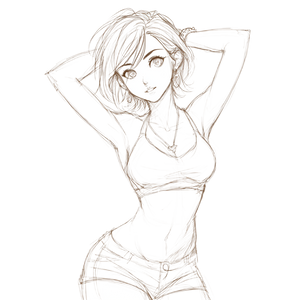 Anime Woman Sketch V2 Vinyl Car Decal Sticker – Waterproof & UV-Resistant 3.4133333333333336"