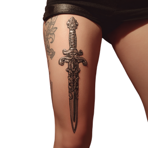Silver Dagger Thigh Vinyl Car Decal Sticker – Waterproof & UV-Resistant 3.4133333333333336" Silver Dagger Thigh Vinyl Car Decal Sticker – Waterproof & UV-Resistant 3.4133333333333336"
