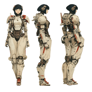 Mechanical Exoskeleton Girl Vinyl Car Decal Sticker – Waterproof & UV-Resistant 3.4133333333333336"
