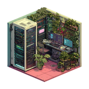 Isometric Anime Servers Vinyl Car Decal Sticker – Waterproof & UV-Resistant 3.4133333333333336"