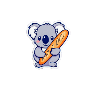 Koala Eating Baguette Vinyl Car Decal Sticker – Waterproof & UV-Resistant 6.826666666666667"