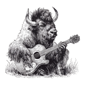 Bison Guitarist Vinyl Car Decal Sticker – Waterproof & UV-Resistant 3.4133333333333336"