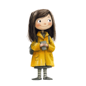 Cheerful Raincoat Girl Vinyl Car Decal Sticker – Waterproof & UV-Resistant 6.826666666666667"