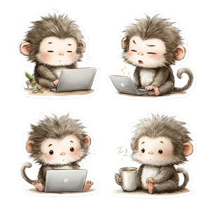 Cute Cartoon Monkey Vinyl Car Decal Sticker – Waterproof & UV-Resistant 3.4133333333333336"