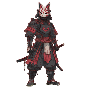 Fox Mask Samurai Vinyl Car Decal Sticker – Waterproof & UV-Resistant 3.4133333333333336"